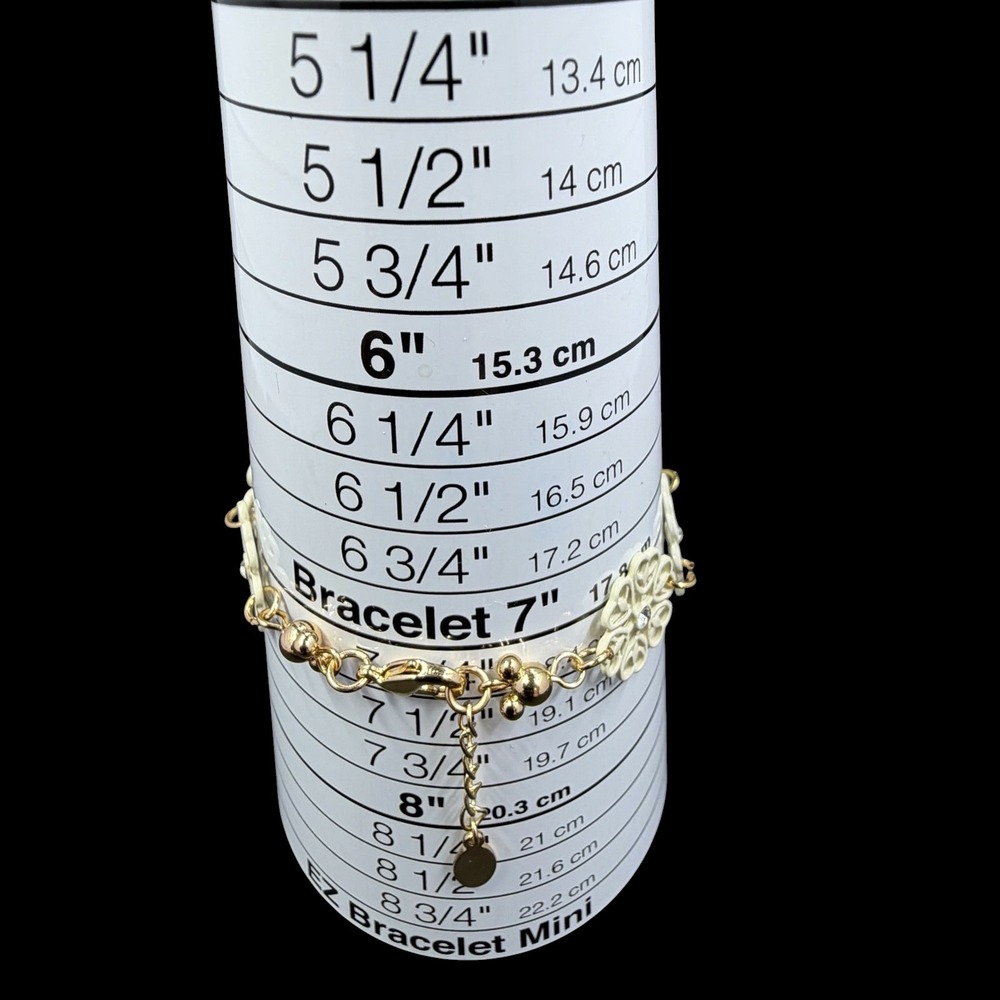 Disney Parks Floral Filigree Enamel Rhinestone Necklace and Bracelet Set Gold - Picture 7 of 8